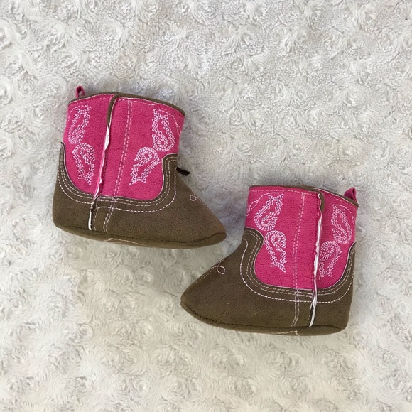 Rising Star Cowgirl Boot Booties Pink Brown Soft - Picture 2 of 7